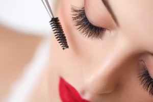 Woman eye with beautiful makeup and long eyelashes. Mascara